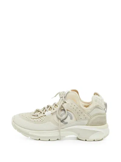 Pre-owned Chanel Cc High-top Sneakers In Neutral