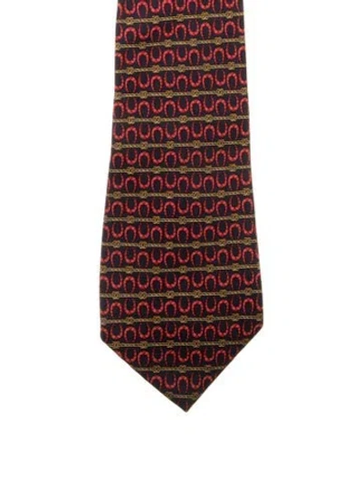 Pre-owned Chanel Cc Horseshoe Tie In Red