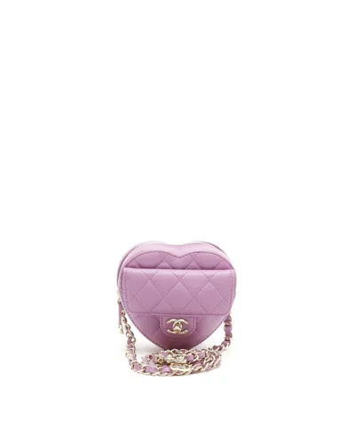 Pre-owned Chanel Cc In Love Heart Belt Bag In Purple