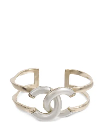 Pre-owned Chanel Cc Interlocking Bangle Bracelet In Gold