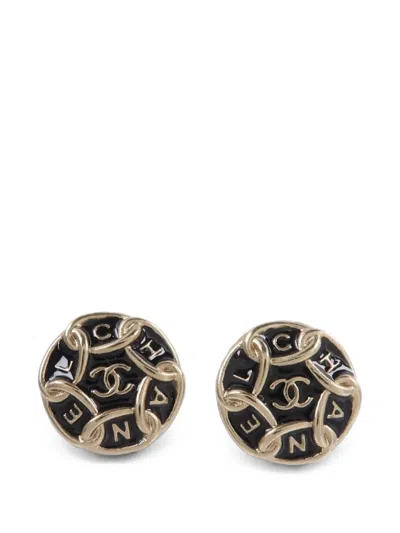 Pre-owned Chanel Cc Interlocking Chain Earrings In Gold