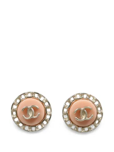 Pre-owned Chanel Cc Interlocking Earrings In Gold