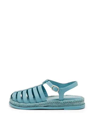Pre-owned Chanel Cc Interlocking Gladiator Sandals In Blue