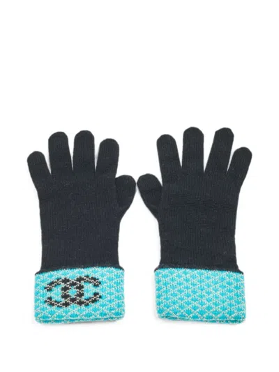 Pre-owned Chanel Cc Interlocking Gloves In Black