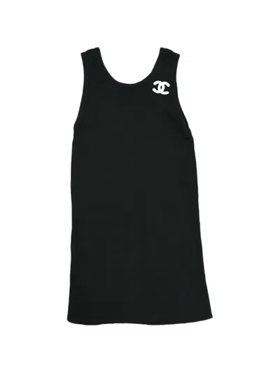 Pre-owned Chanel Cc Interlocking Tank Top In Black