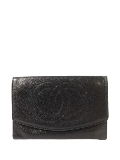Pre-owned Chanel Cc Interlocking Wallet In Black