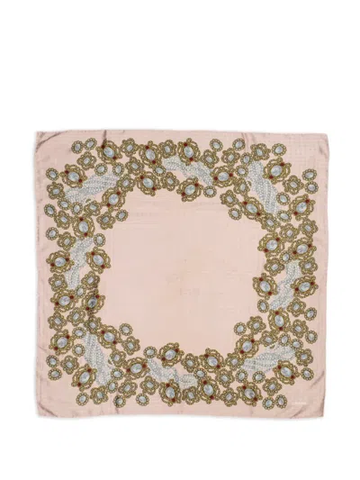 Pre-owned Chanel Cc Jewel-print Scarf In Pink