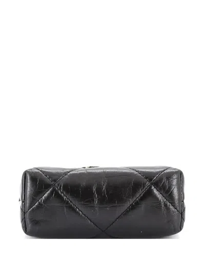 Pre-owned Chanel Cc Kisslock Frame Clutch With Chain Quilted Lambskin Mini Crossbody Bag In Black