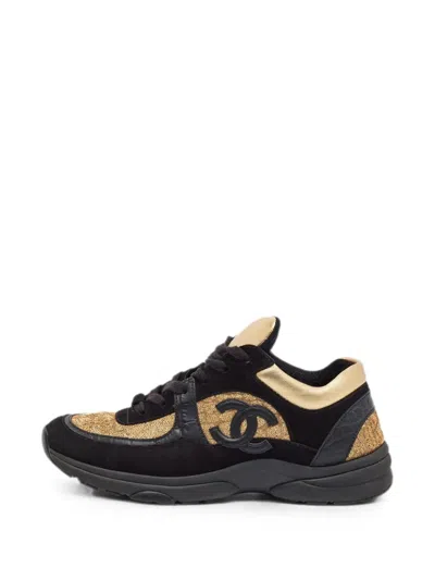 Pre-owned Chanel Cc Lace-up Sneakers In Black