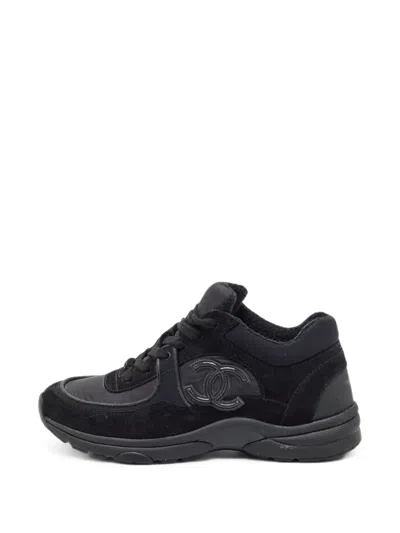 Pre-owned Chanel Cc Lace-up Sneakers In Black