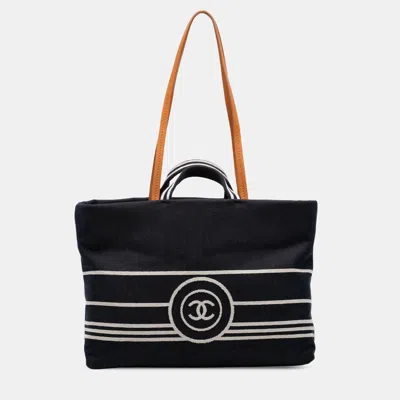 Pre-owned Chanel Cc Large Blue Denim Tote Bag