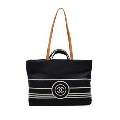 Pre-owned Chanel Cc Large Denim Shopping Tote In Blue