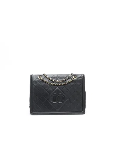 Pre-owned Chanel Cc Large Full Flap Bag In Black