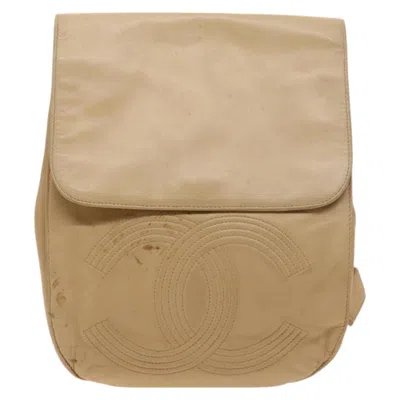 Pre-owned Chanel Cc Leather Backpack Bag () In Sand