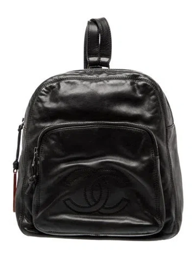 Pre-owned Chanel Cc Leather Backpack In Black