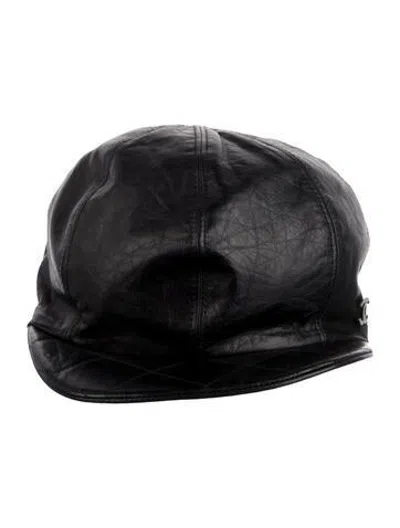 Pre-owned Chanel Cc Leather Baseball Cap In Black