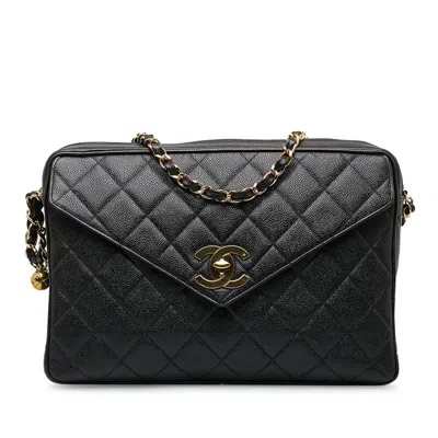 Pre-owned Chanel Cc Leather Shoulder Bag () In Black
