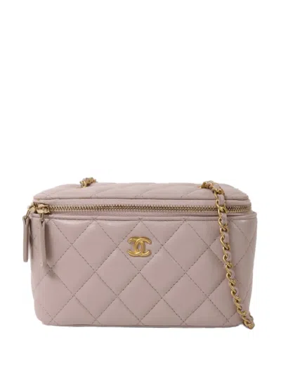 Pre-owned Chanel Cc Leather Vanity Bag In Pink