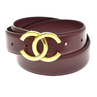 Pre-owned Chanel Cc Logo Belt Leather Red Leather Belts Accessory ()