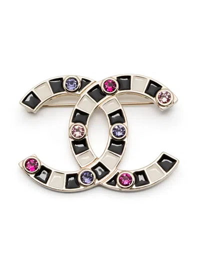 Pre-owned Chanel Cc Logo Brooch In Black