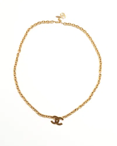 Pre-owned Chanel Cc Logo Chain Belt In Gold