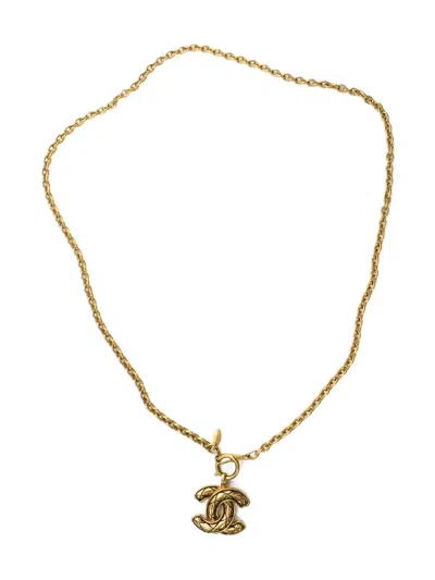 Pre-owned Chanel Cc-logo Chain Necklace In Gold