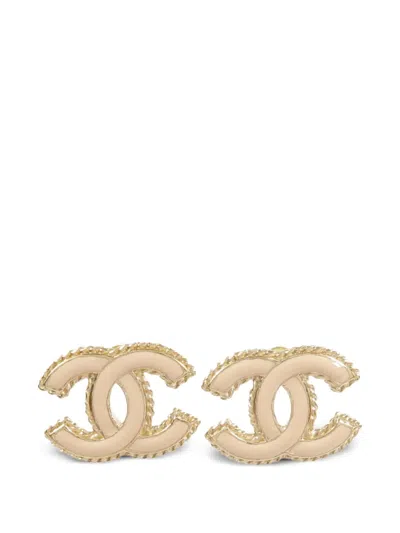 Pre-owned Chanel Cc Logo Earrings In Gold