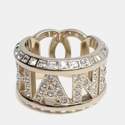 Pre-owned Chanel Cc Logo Gold Tone Ring Eu 50 In Multi