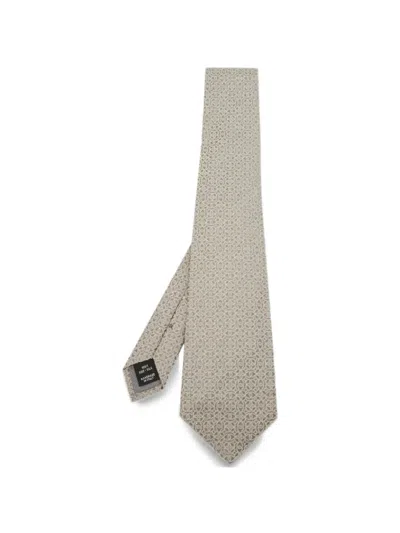 Pre-owned Chanel Cc Logo Jacquard Tie In Grey