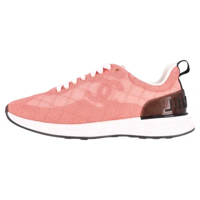 Pre-owned Chanel 'cc' Logo Mesh Embroidered Sneakers In Pink