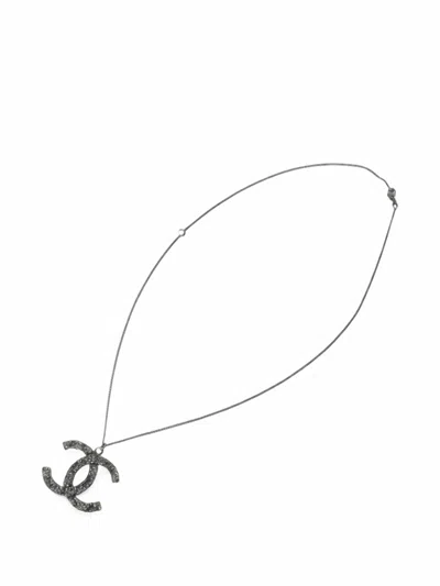 Pre-owned Chanel Cc Logo Necklace In Black