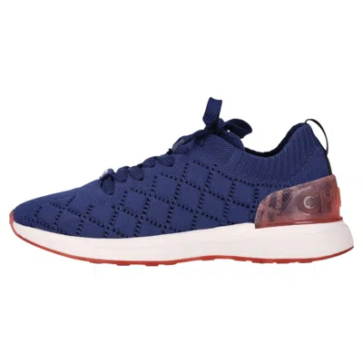 Pre-owned Chanel 'cc' Logo Quilted Knit Fabric Sneakers In Purple