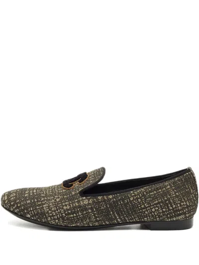 Pre-owned Chanel Cc-logo Round-toe Loafers In Black