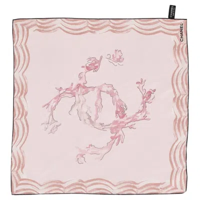 Pre-owned Chanel 'cc' Logo Silk Scarf In Sand