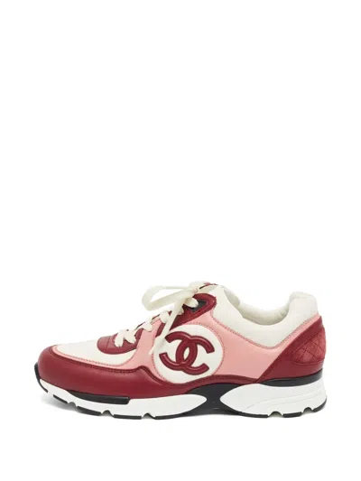 Pre-owned Chanel Cc Logo Sneakers In Red