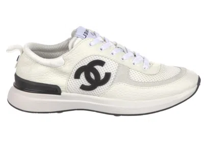 Pre-owned Chanel Cc Logo Trainer Sneakers In White/black In Multi