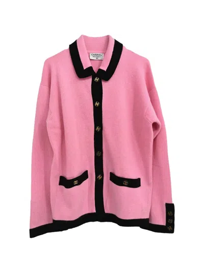 Pre-owned Chanel Cc Logo-button Cardigan In Pink