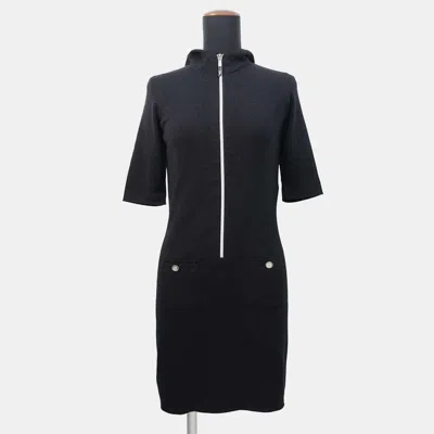 Pre-owned Chanel Cc Logobutton Dress Size 36 Black Cotton70% Cashmere30%