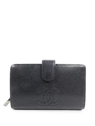 Pre-owned Chanel Cc Logo-detail Turn-lock Wallet In Black