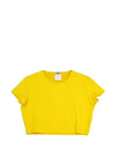 Pre-owned Chanel Cc Logo-embossed T-shirt In Yellow