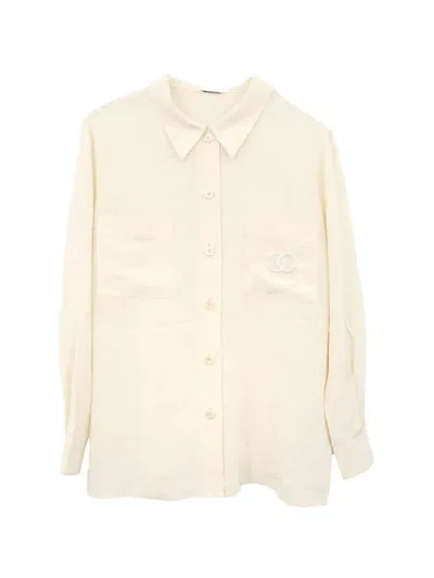 Pre-owned Chanel Cc Logo-embroidered Shirt In Neutrals