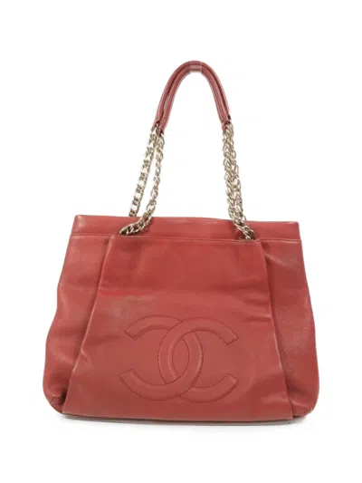 Pre-owned Chanel Cc Logo-patch Tote Bag In Red