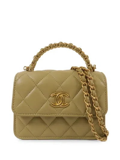 Pre-owned Chanel Cc Logo-plaque Quilted Tote Bag In Green
