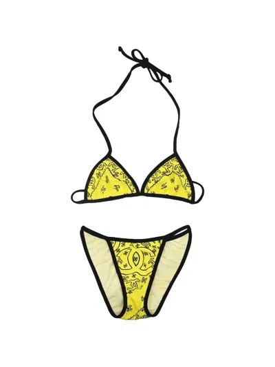 Pre-owned Chanel Cc Logo-print Bikini In Yellow