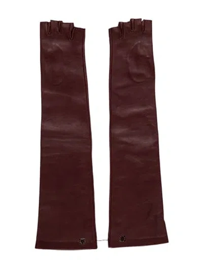Pre-owned Chanel Cc Long Fingerless Gloves In Burgundy