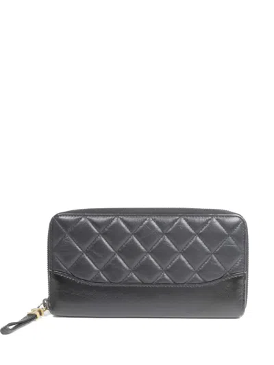 Pre-owned Chanel Cc Long Quilted Wallet In Black