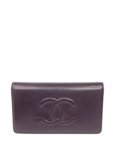 Pre-owned Chanel Cc Long Wallet In Purple