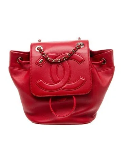 Pre-owned Chanel Cc Mania Backpack In Red