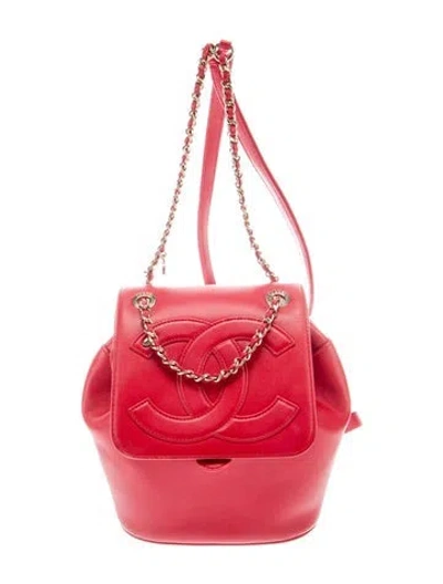 Pre-owned Chanel Cc Mania Backpack In Red