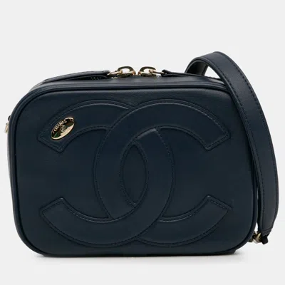 Pre-owned Chanel Cc Mania Camera Bag In Blue